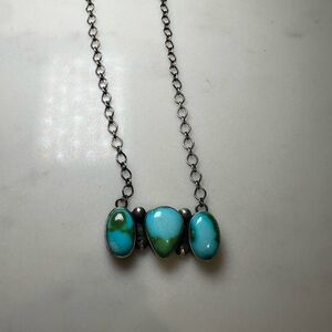 Sonoran Turquoise 3 stone mini bar necklace